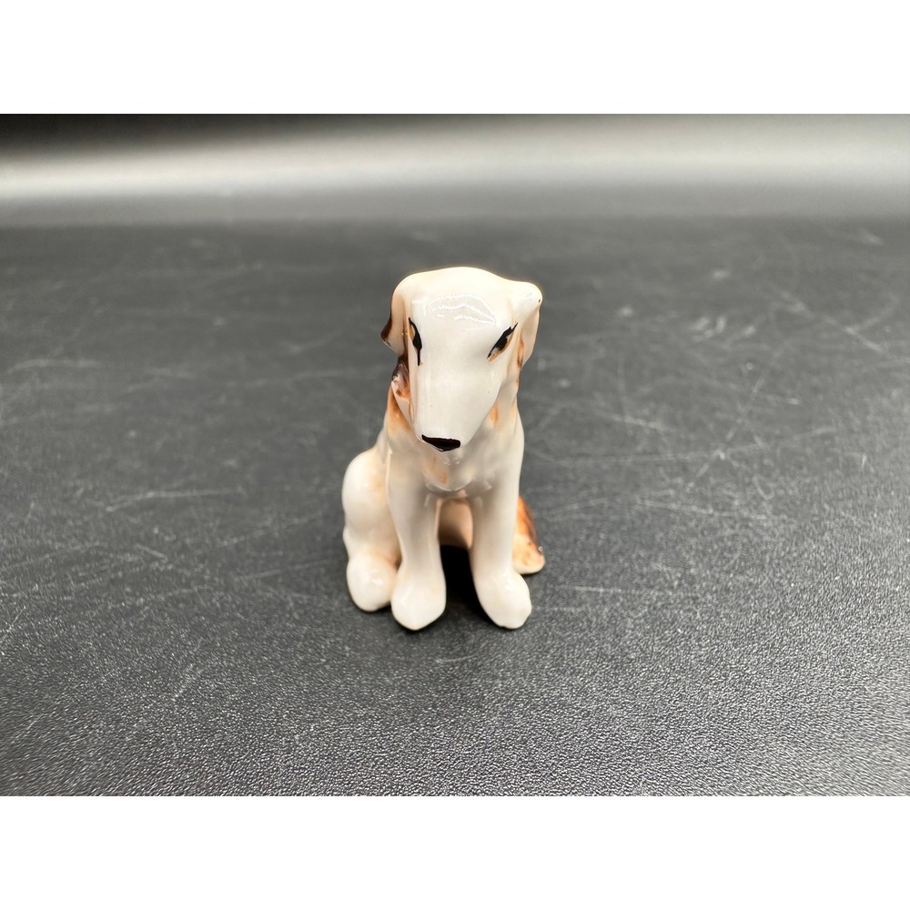Wade England Borzoi Dog Figurine Miniature Porcelain Brown White Wolfhound